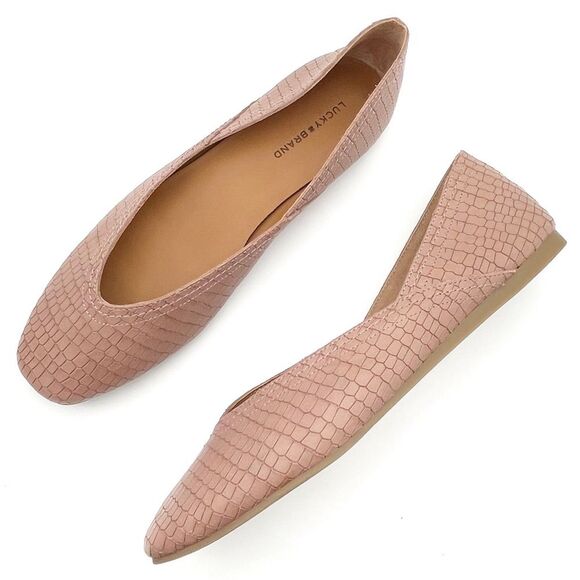 Lucky Brand Alba Ballet Flat in Dusty Mauve Croc Embossed Leather Size 9.5 - Picture 16 of 16